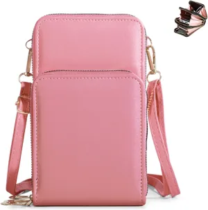 Cherishion Leather Small Crossbody Bag, Leather Small Crossbody Bag/Mini Messenger Shoulder Handbag, Mobile Phone Wallet