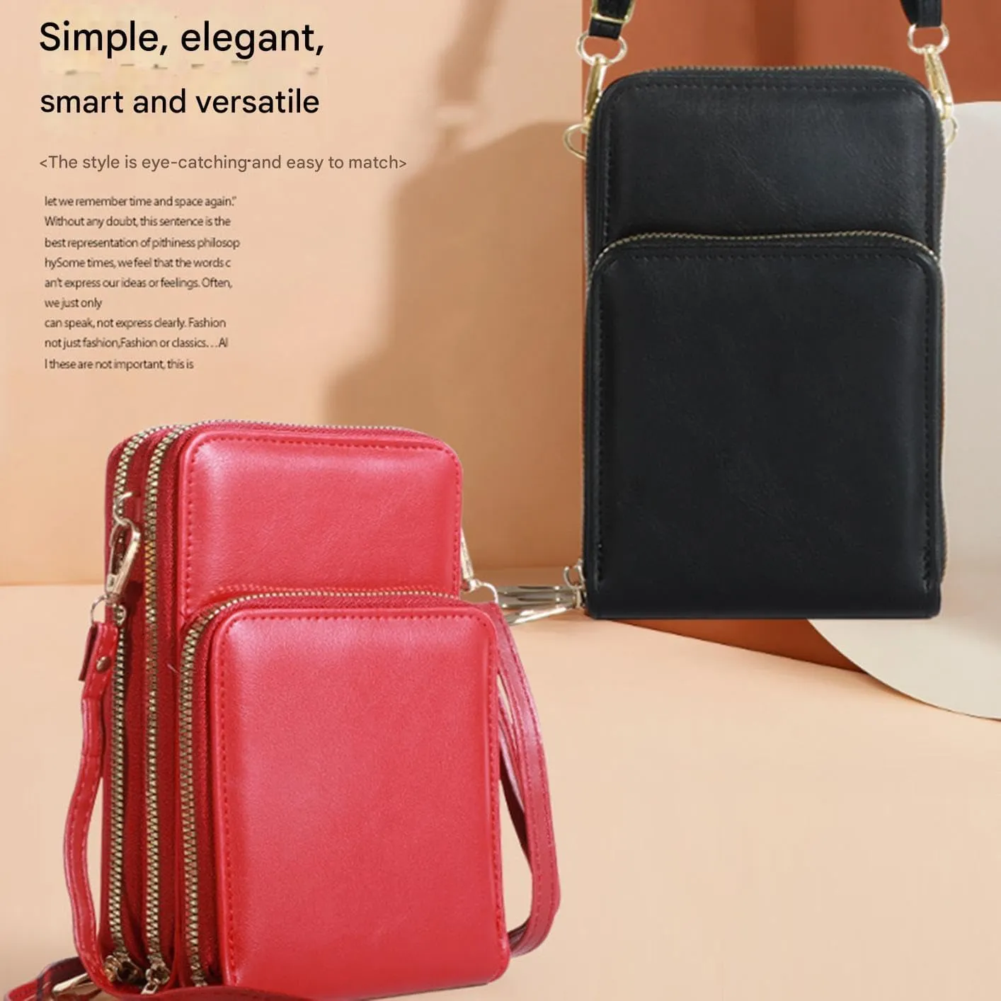 Cherishion Leather Small Crossbody Bag, Leather Small Crossbody Bag/Mini Messenger Shoulder Handbag, Mobile Phone Wallet