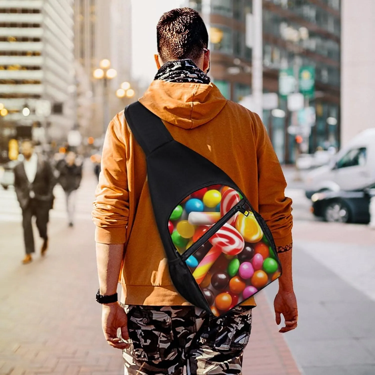 Chest Bag Sling Bag for Men Women Colorful Candy Sport Sling Backpack Lightweight Shoulder Bag for Travel