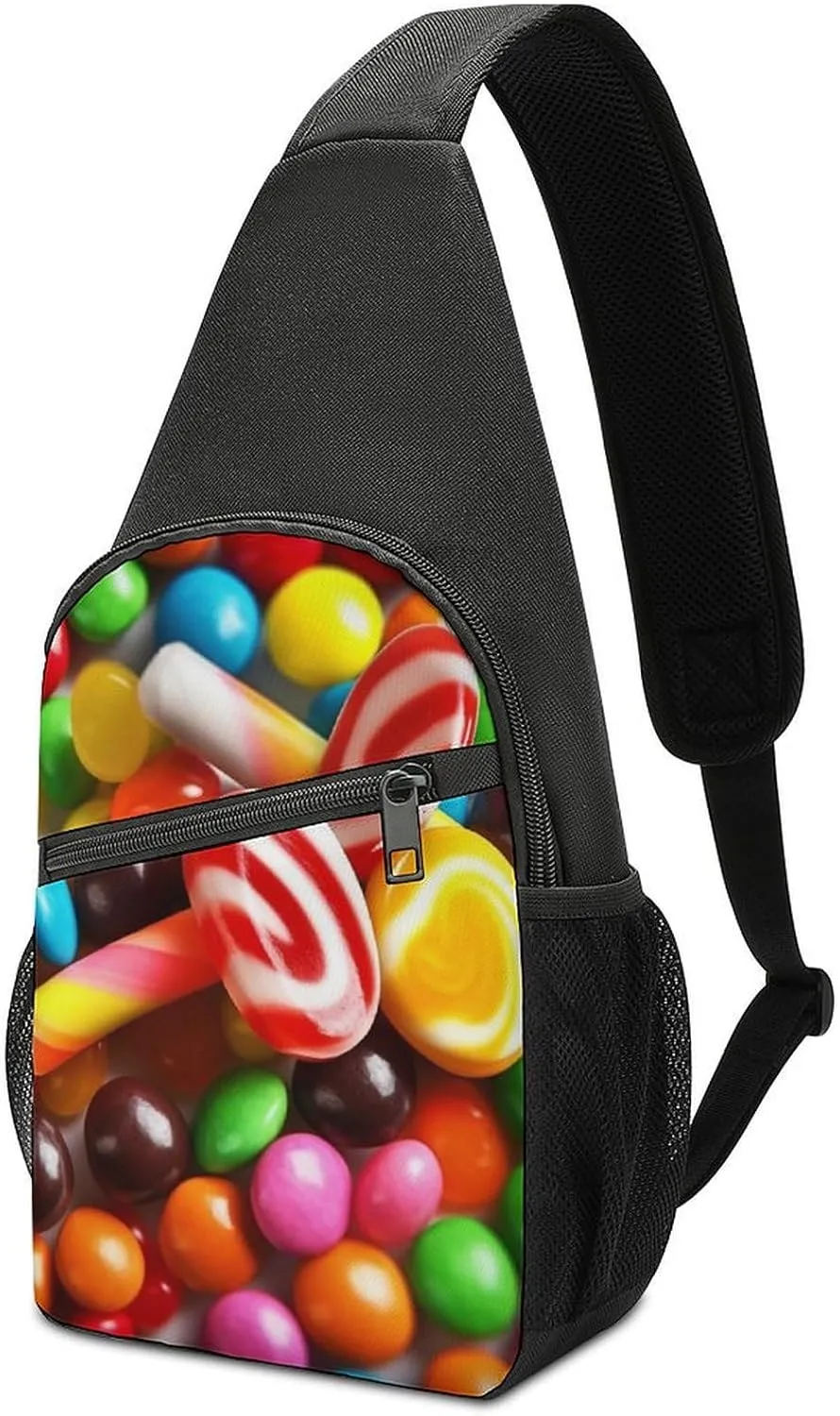 Chest Bag Sling Bag for Men Women Colorful Candy Sport Sling Backpack Lightweight Shoulder Bag for Travel