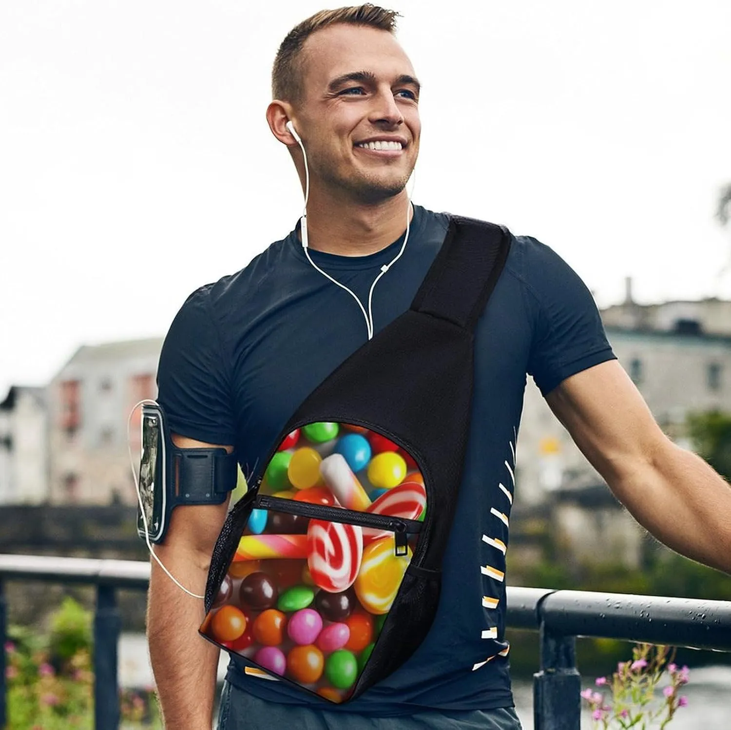 Chest Bag Sling Bag for Men Women Colorful Candy Sport Sling Backpack Lightweight Shoulder Bag for Travel
