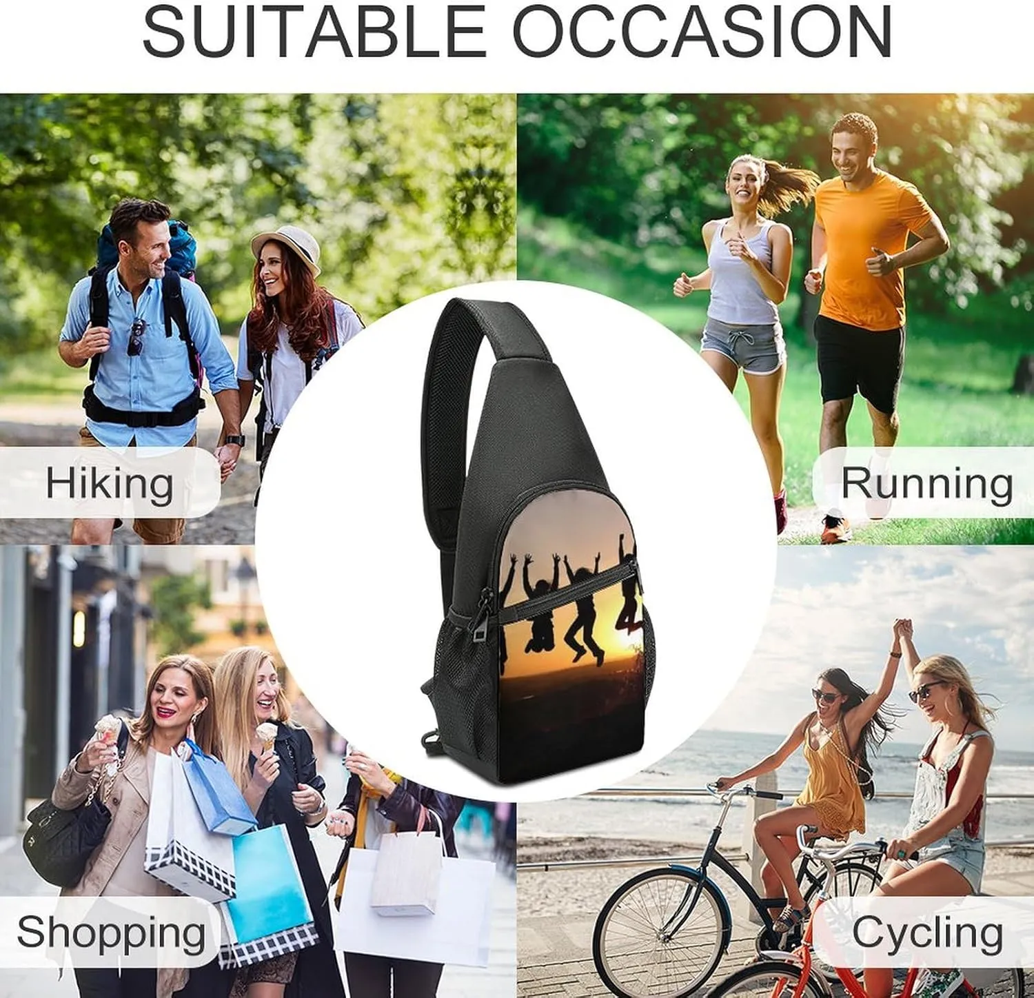 Chest Bag Sling Bag for Men Women Jump in The Air Sport Sling Backpack Lightweight Shoulder Bag for Travel