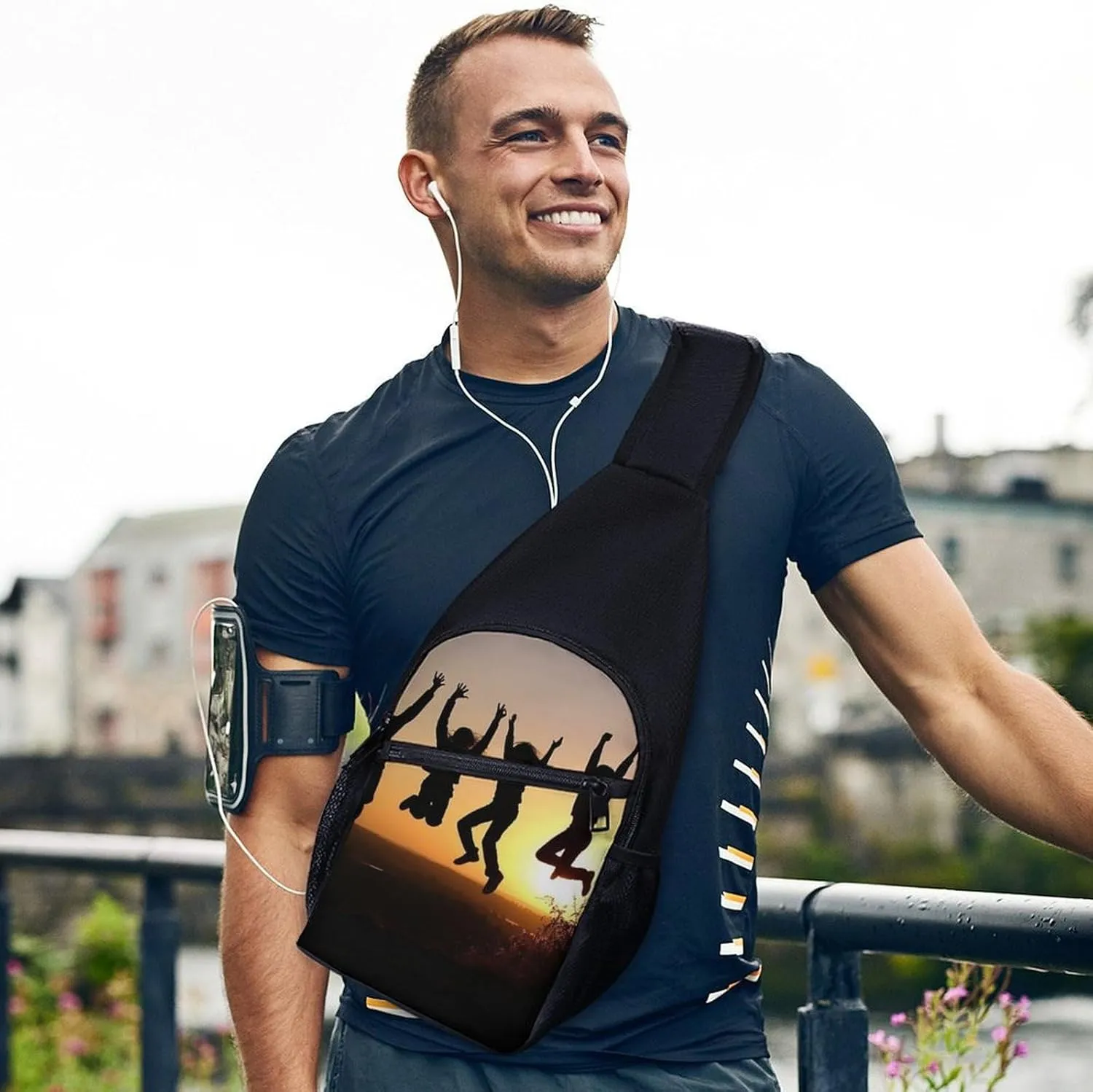 Chest Bag Sling Bag for Men Women Jump in The Air Sport Sling Backpack Lightweight Shoulder Bag for Travel