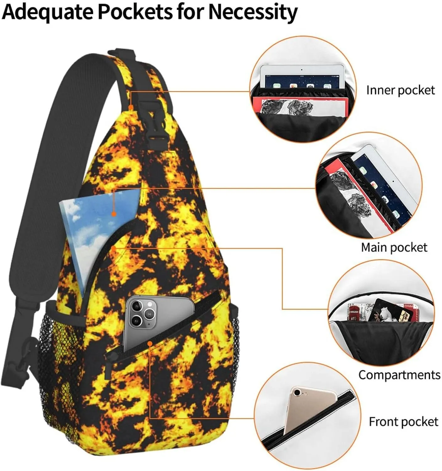 Chest Sling Bag Crossbody Shoulder Backpack Bag Gym Cycling Travel Hiking Daypack Cross Bag
