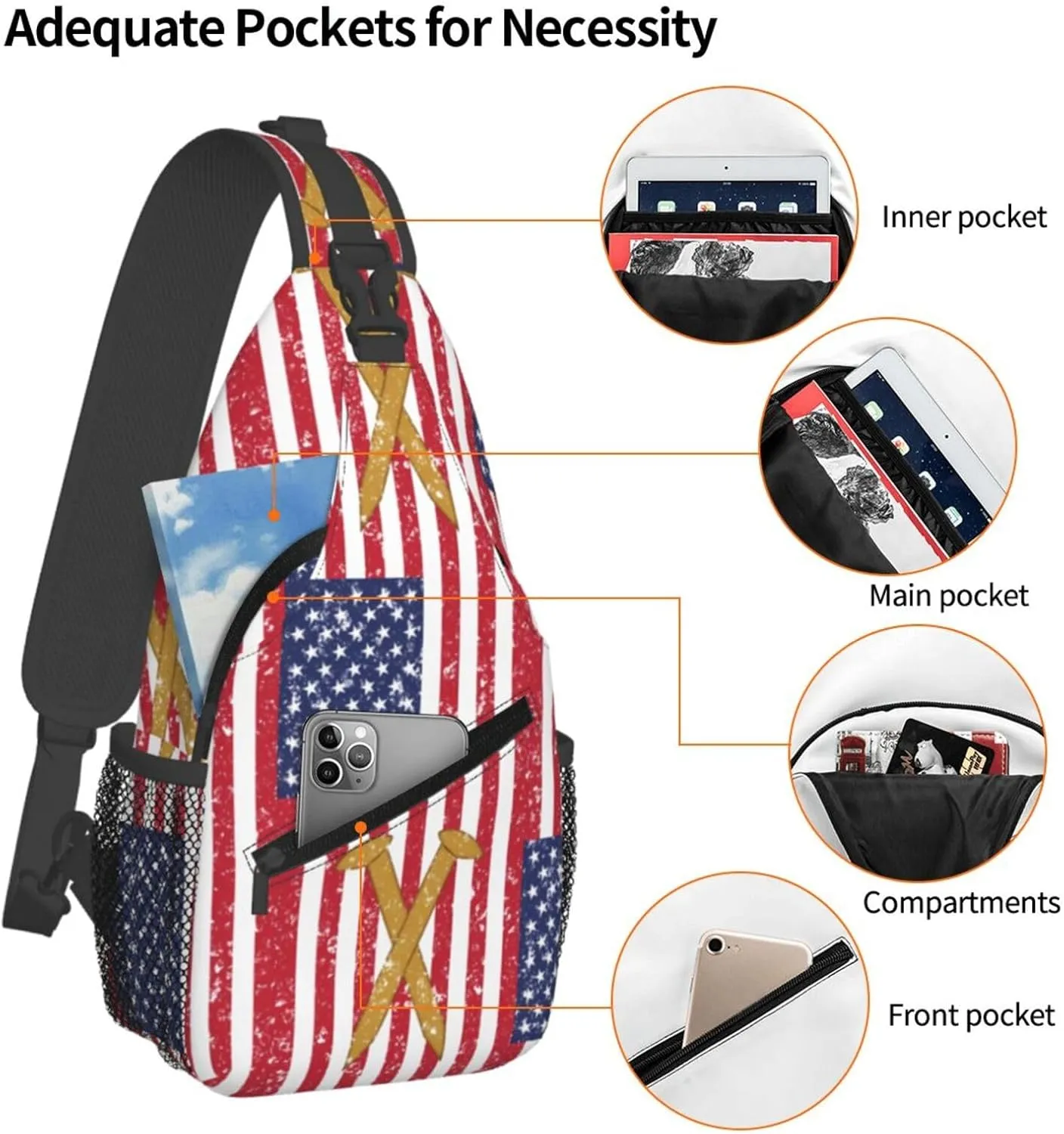 Chest Sling Bag Crossbody Shoulder Backpack Bag Gym Cycling Travel Hiking Daypack Cross Bag