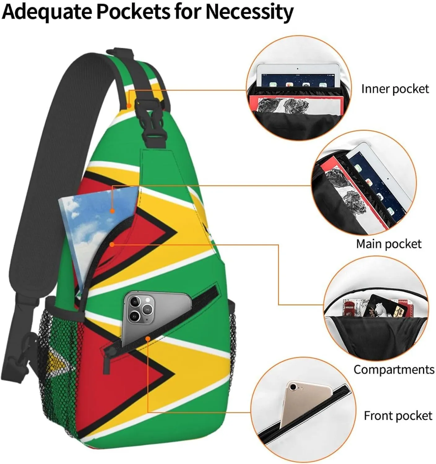 Chest Sling Bag Crossbody Shoulder Backpack Bag Gym Cycling Travel Hiking Daypack Cross Bag