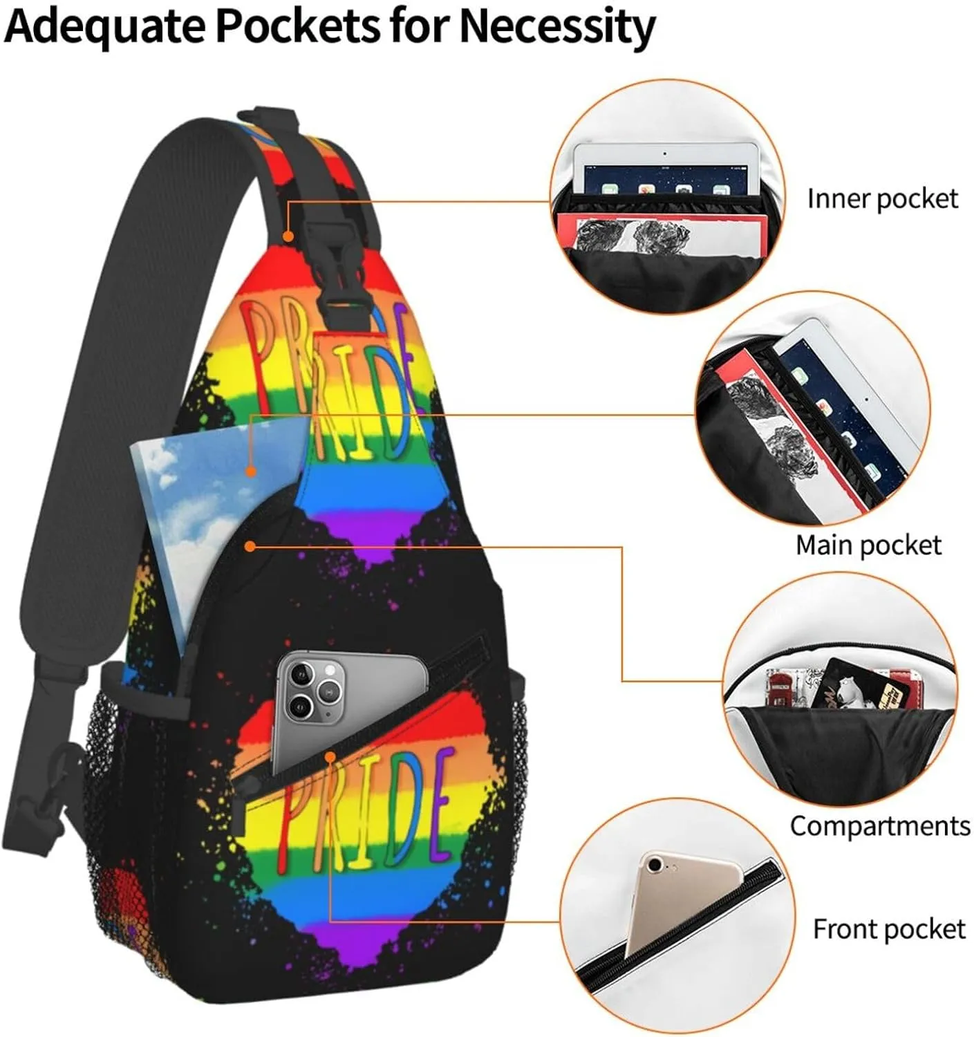 Chest Sling Bag Crossbody Shoulder Backpack Bag Gym Cycling Travel Hiking Daypack Cross Bag