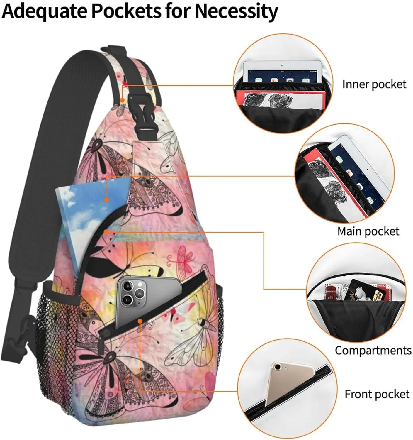 Chest Sling Bag Crossbody Shoulder Backpack Bag Gym Cycling Travel Hiking Daypack Cross Bag