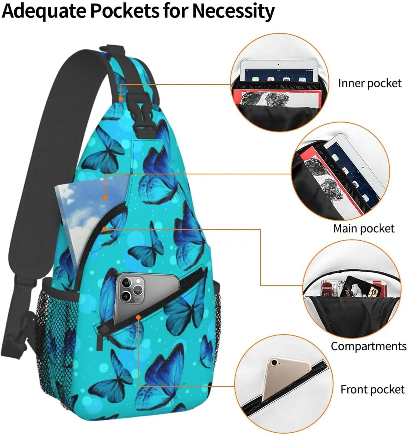 Chest Sling Bag Crossbody Shoulder Backpack Bag Gym Cycling Travel Hiking Daypack Cross Bag