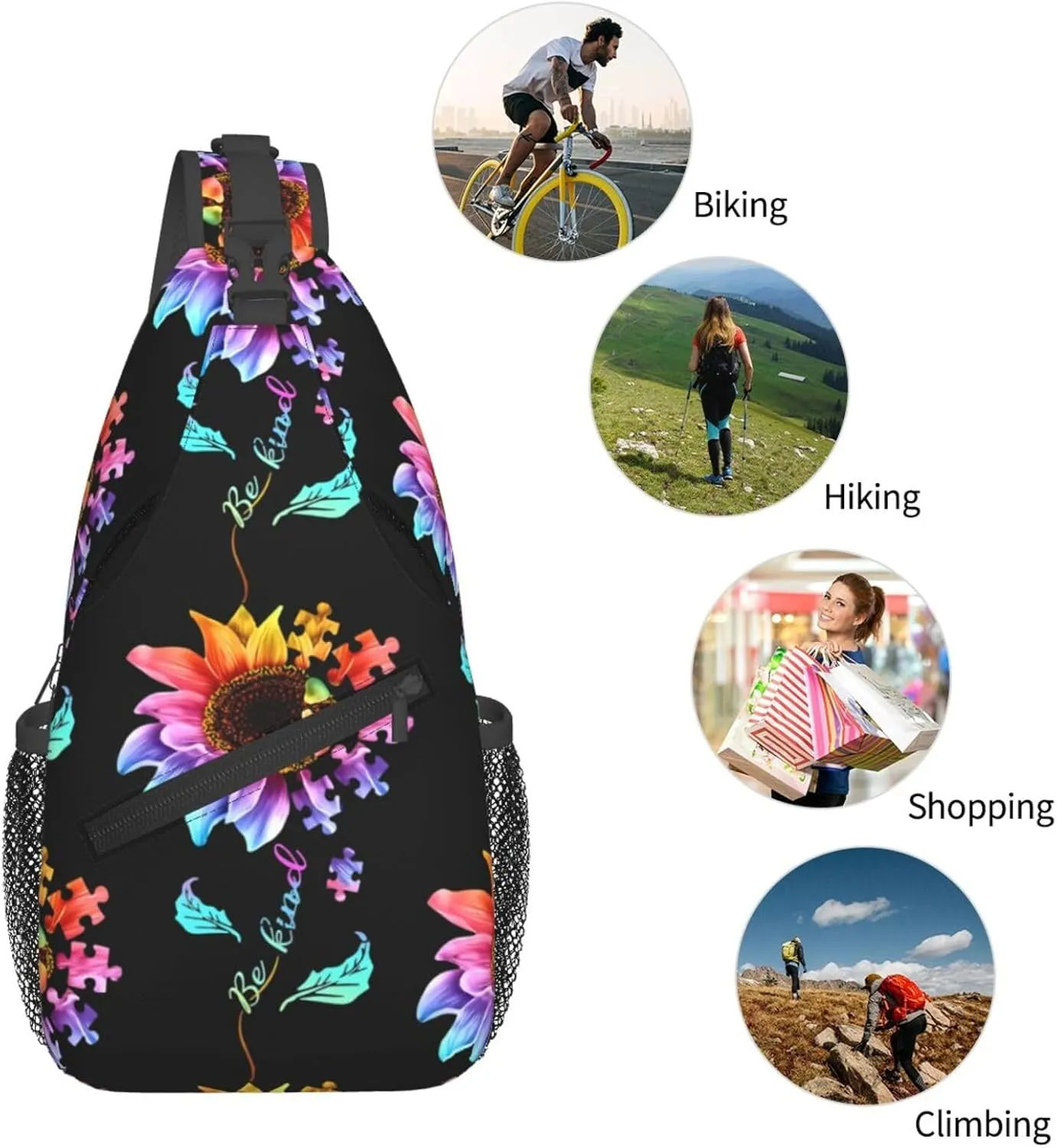 Chest Sling Bag Crossbody Shoulder Backpack Bag Gym Cycling Travel Hiking Daypack Cross Bag