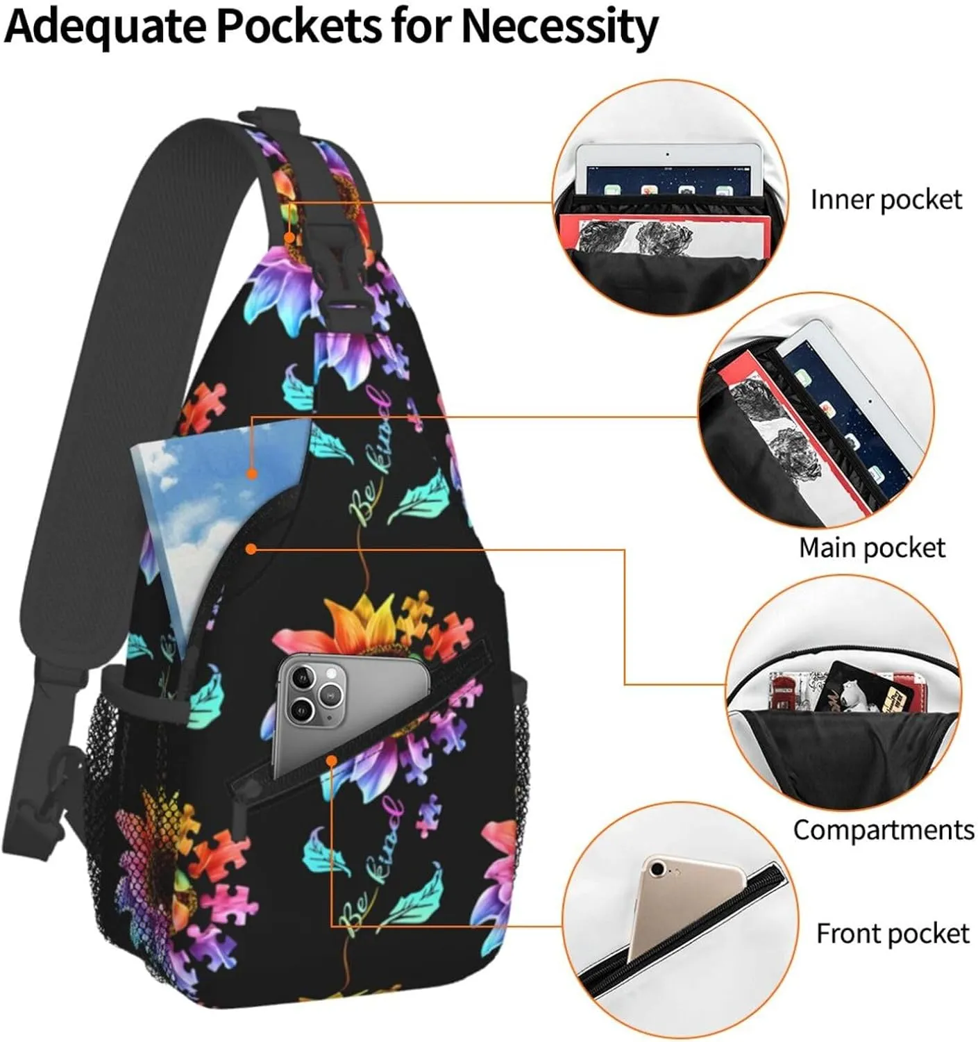 Chest Sling Bag Crossbody Shoulder Backpack Bag Gym Cycling Travel Hiking Daypack Cross Bag