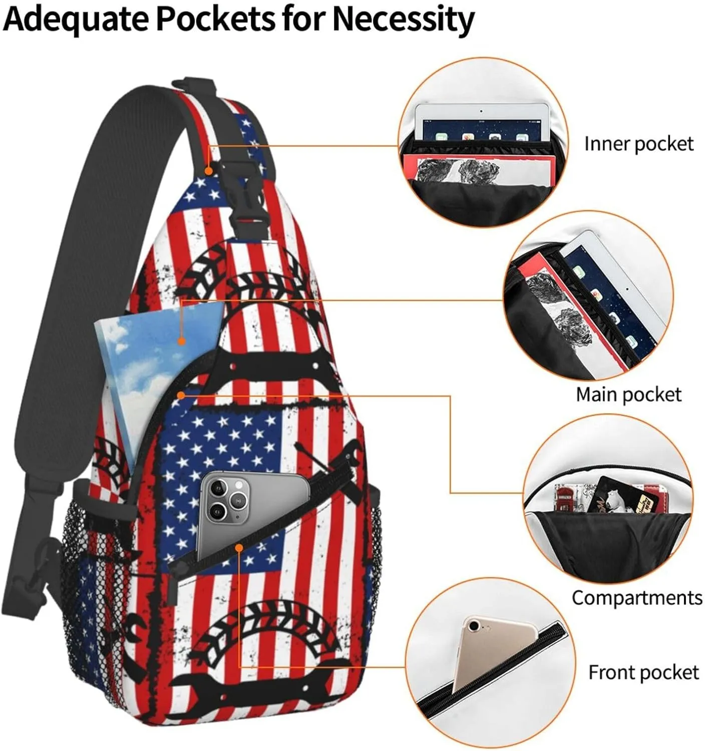 Chest Sling Bag Crossbody Shoulder Backpack Bag Gym Cycling Travel Hiking Daypack Cross Bag
