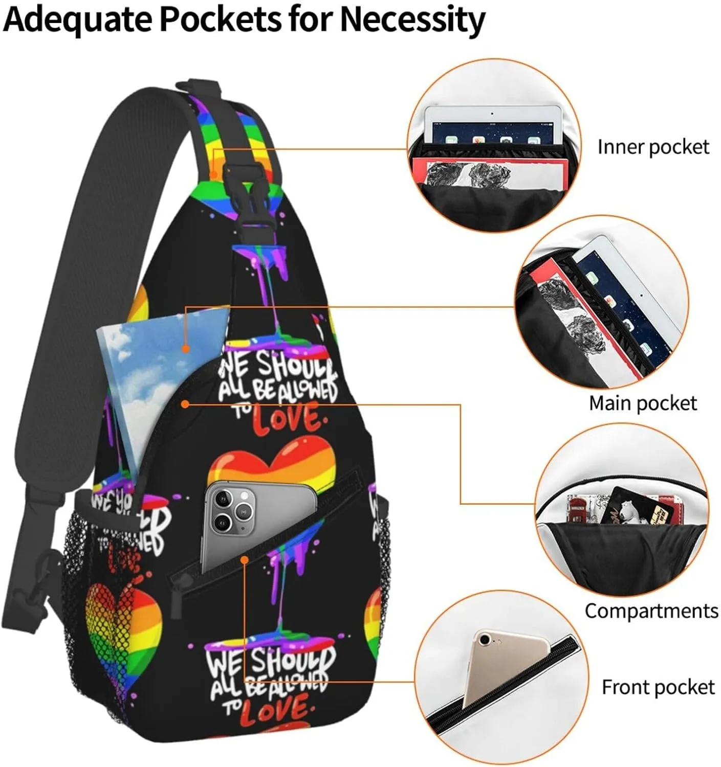 Chest Sling Bag Crossbody Shoulder Backpack Bag Gym Cycling Travel Hiking Daypack Cross Bag