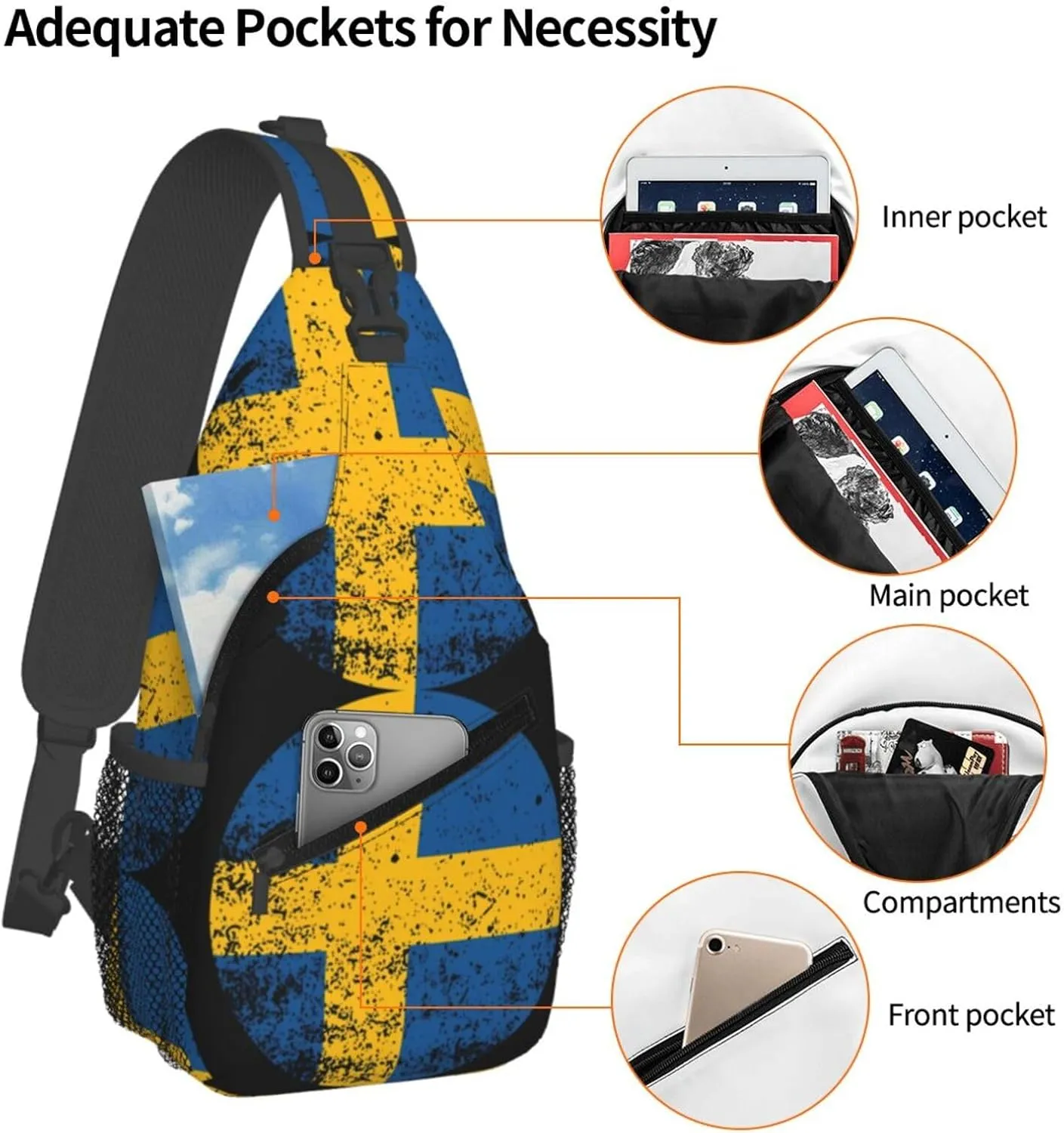 Chest Sling Bag Crossbody Shoulder Backpack Bag Gym Cycling Travel Hiking Daypack Cross Bag