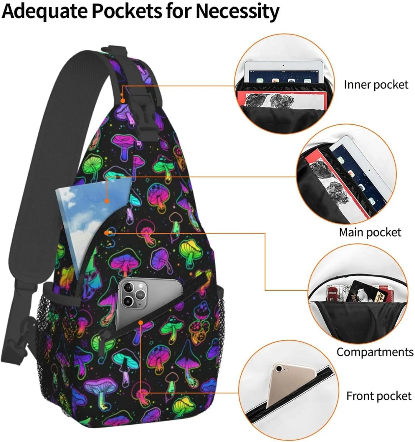 Chest Sling Bag Crossbody Shoulder Backpack Bag Gym Cycling Travel Hiking Daypack Cross Bag