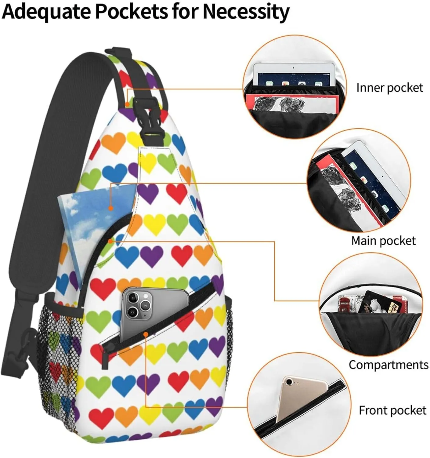Chest Sling Bag Crossbody Shoulder Backpack Bag Gym Cycling Travel Hiking Daypack Cross Bag