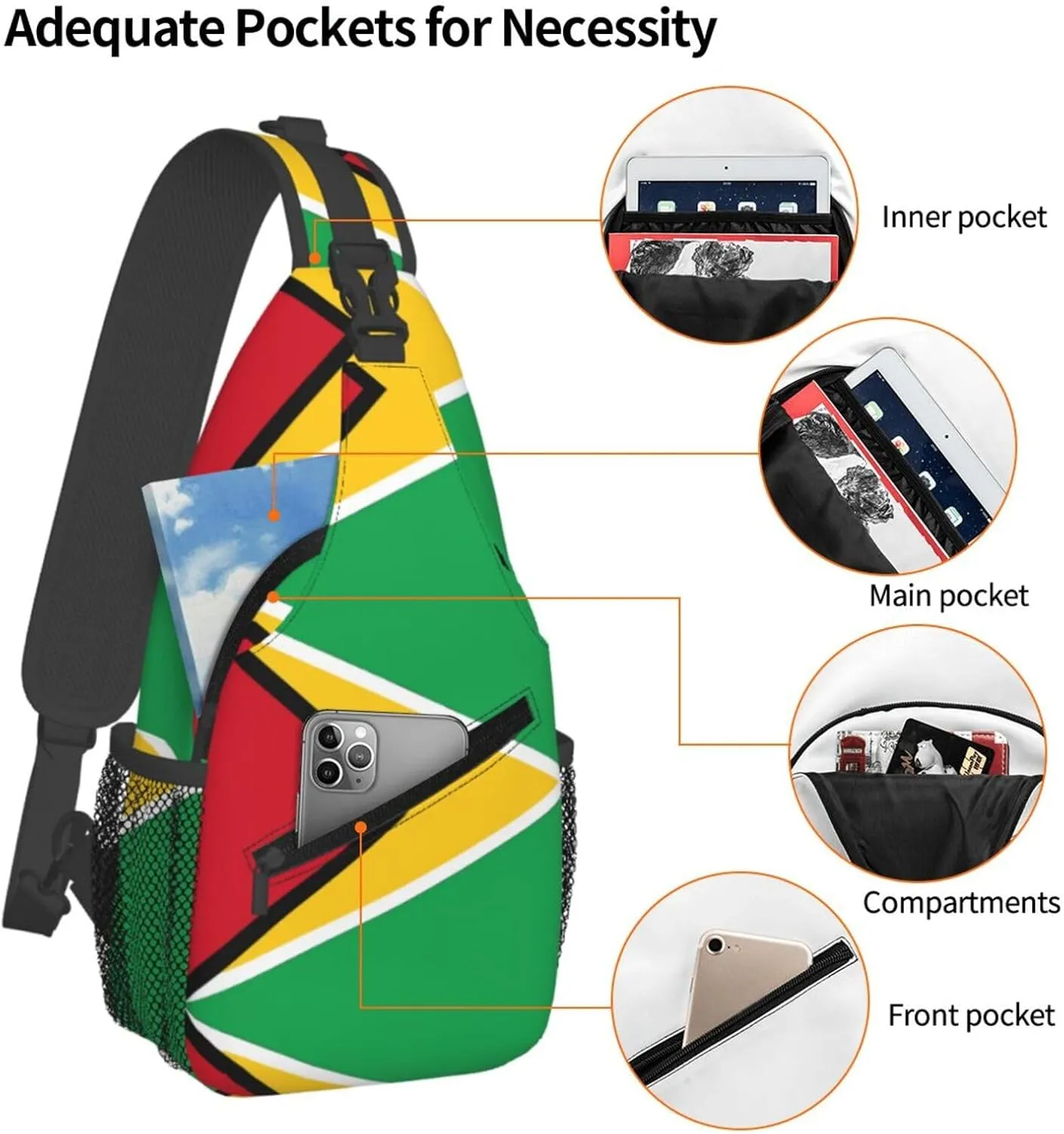 Chest Sling Bag Crossbody Shoulder Backpack Bag Gym Cycling Travel Hiking Daypack Cross Bag