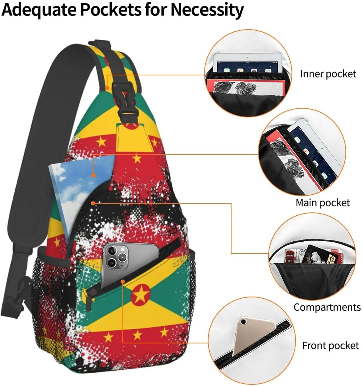 Chest Sling Bag Crossbody Shoulder Backpack Bag Gym Cycling Travel Hiking Daypack Cross Bag