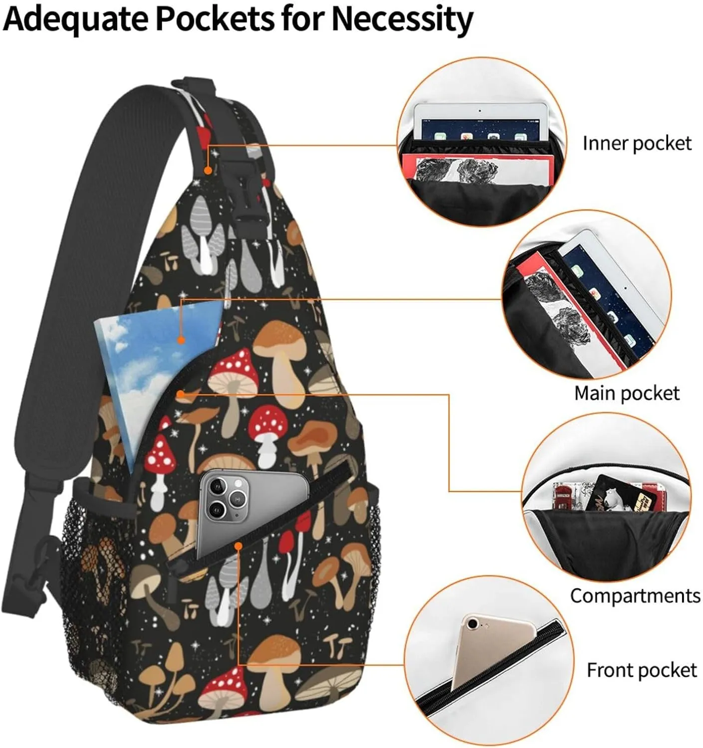 Chest Sling Bag Crossbody Shoulder Backpack Bag Gym Cycling Travel Hiking Daypack Cross Bag