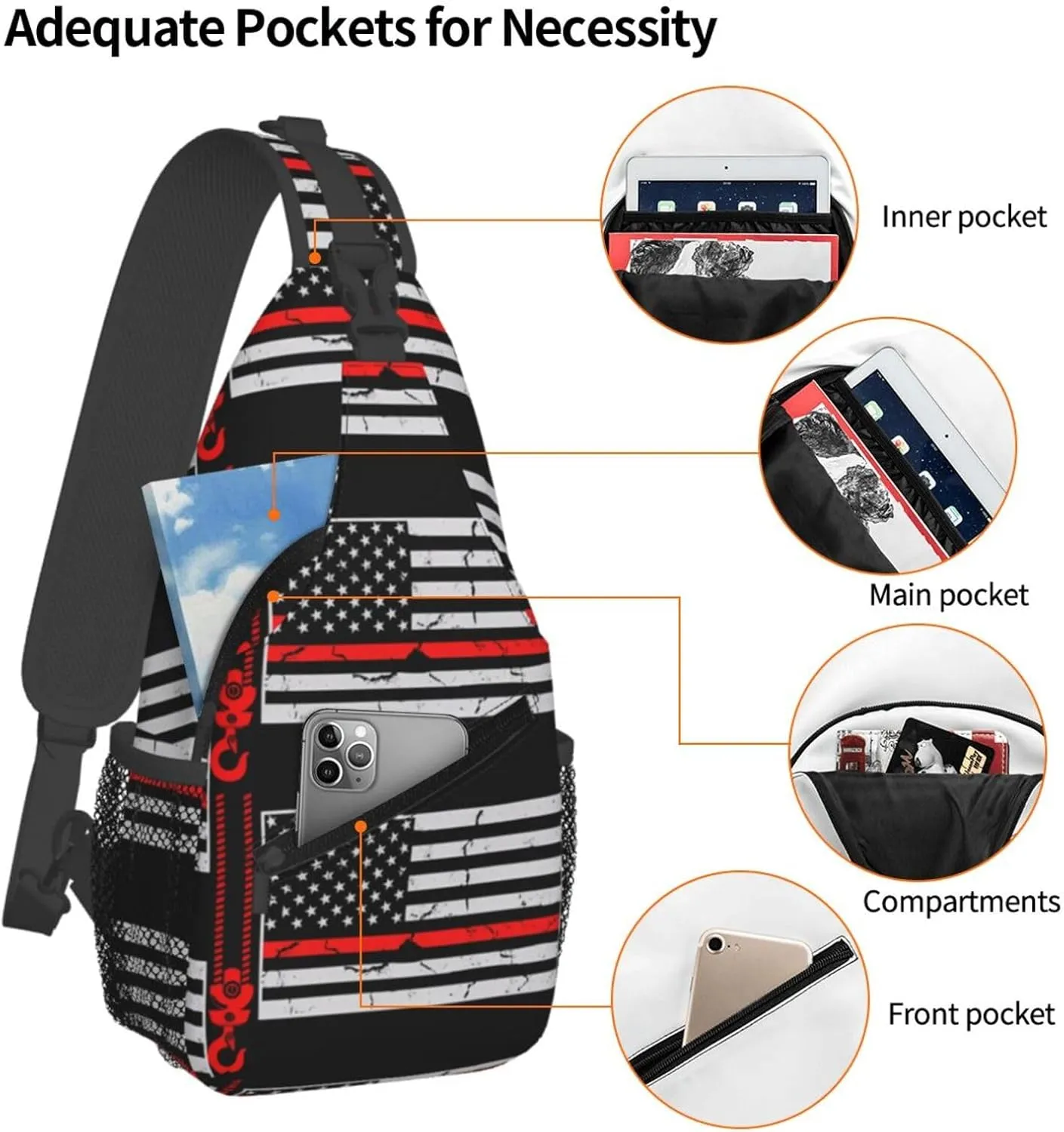 Chest Sling Bag Crossbody Shoulder Backpack Bag Gym Cycling Travel Hiking Daypack Cross Bag