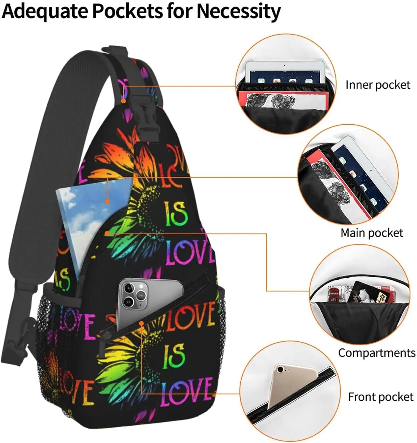 Chest Sling Bag Crossbody Shoulder Backpack Bag Gym Cycling Travel Hiking Daypack Cross Bag