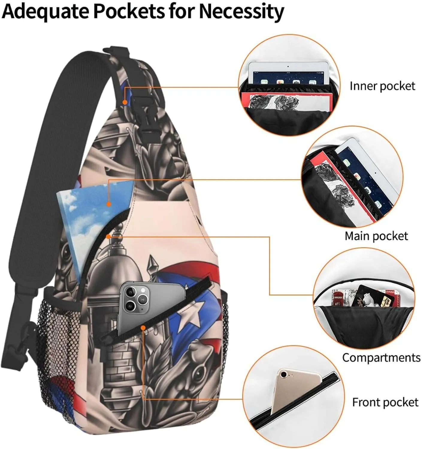 Chest Sling Bag Crossbody Shoulder Backpack Bag Gym Cycling Travel Hiking Daypack Cross Bag