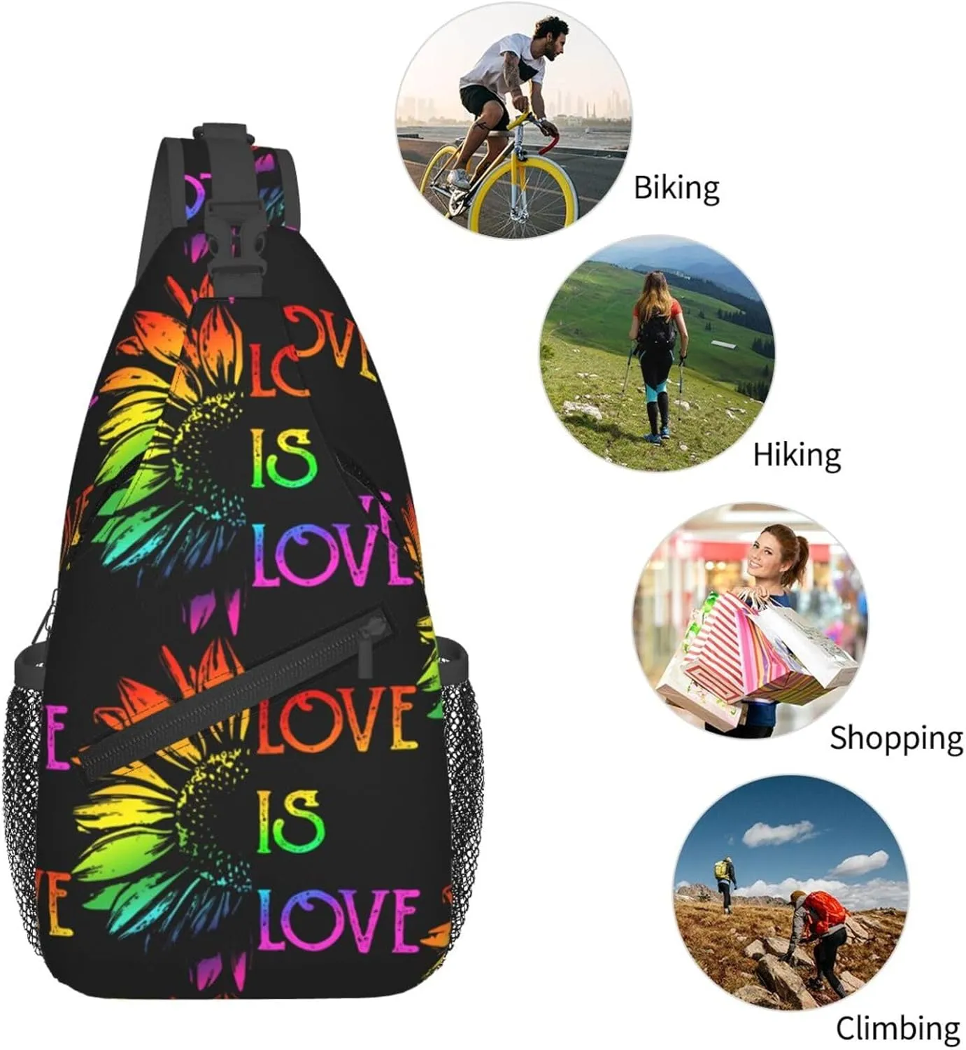 Chest Sling Bag Crossbody Shoulder Backpack Bag Gym Cycling Travel Hiking Daypack Cross Bag