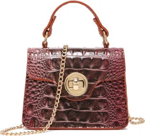 Chic Women Crocodile Leather bags Mini Top-Handle Clutch Compact Evening Bag Stylish Accessory for Essentials