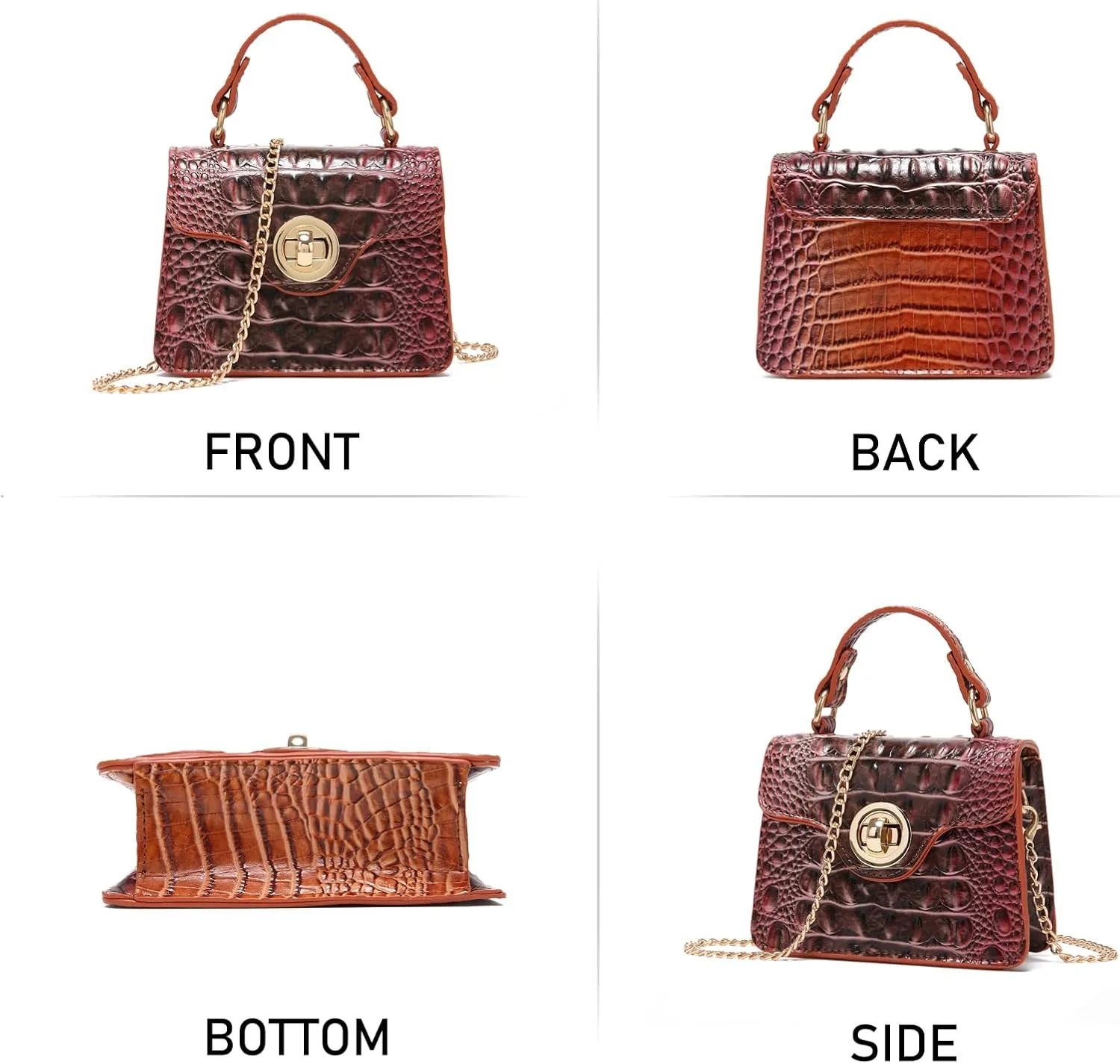Chic Women Crocodile Leather bags Mini Top-Handle Clutch Compact Evening Bag Stylish Accessory for Essentials