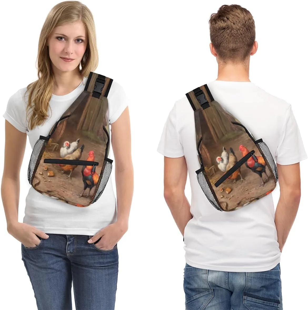 Chicken Nest Barrel Sling Bag for Women Men Crossbody Sling Backpack Shoulder Bag Chest Bag Daypack for Travel Hiking Outdoor