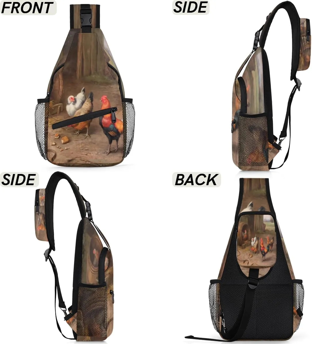 Chicken Nest Barrel Sling Bag for Women Men Crossbody Sling Backpack Shoulder Bag Chest Bag Daypack for Travel Hiking Outdoor