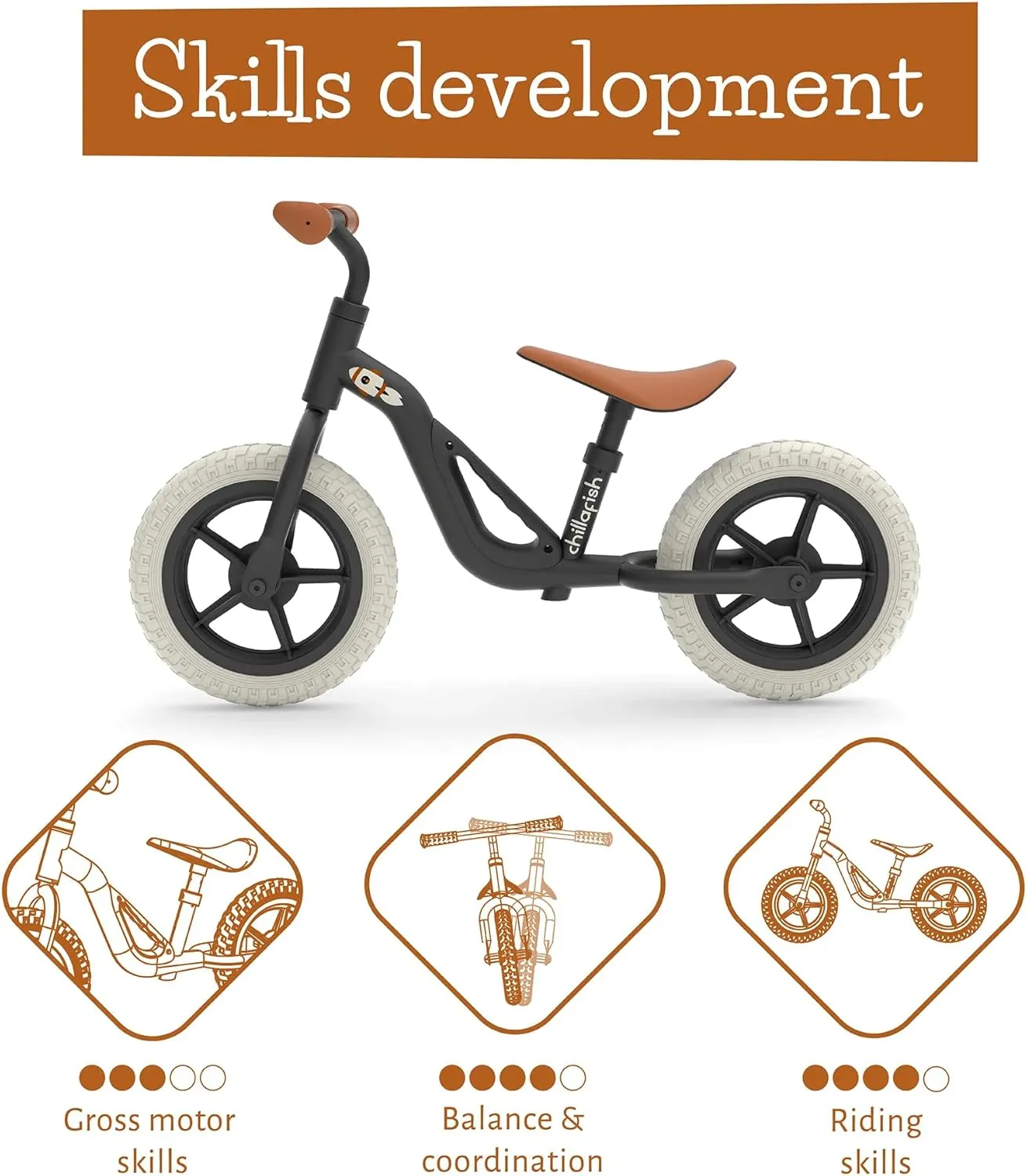 Chillafish Charlie Toddler Balance Bike, Lightweight 10-Inch Bike for Boys & Girls 2 to 4 Years Old, Adjustable Seat, Carry Handle & No-Puncture Tires