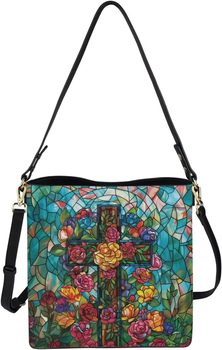 Christian Tote Bags for Women, God Quotes Leather Handbags Bucket Bags, PU Leather Bible Church Bag Satchel Hobo