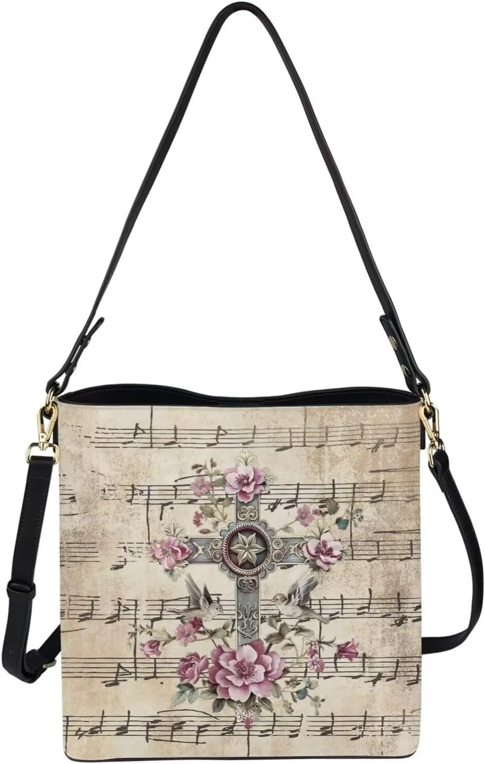 Christian Tote Bags for Women, God Quotes Leather Handbags Bucket Bags, PU Leather Bible Church Bag Satchel Hobo