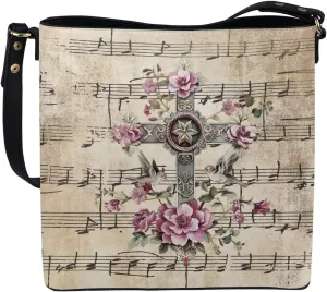 Christian Tote Bags for Women, God Quotes Leather Handbags Bucket Bags, PU Leather Bible Church Bag Satchel Hobo