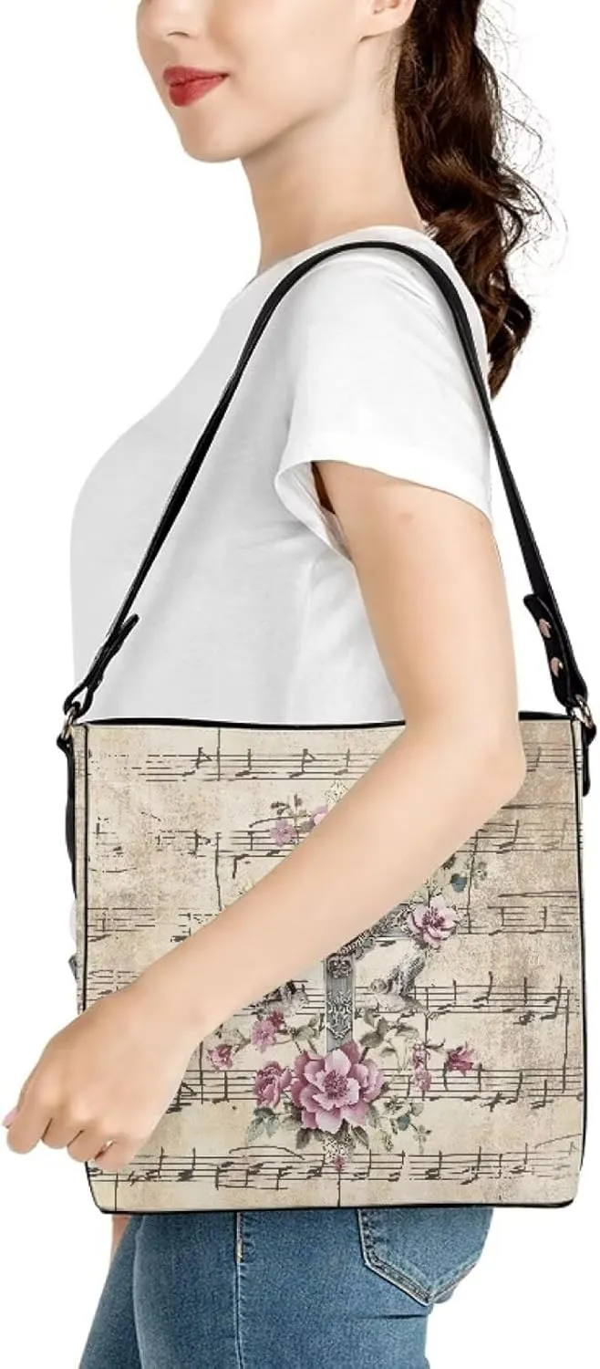 Christian Tote Bags for Women, God Quotes Leather Handbags Bucket Bags, PU Leather Bible Church Bag Satchel Hobo