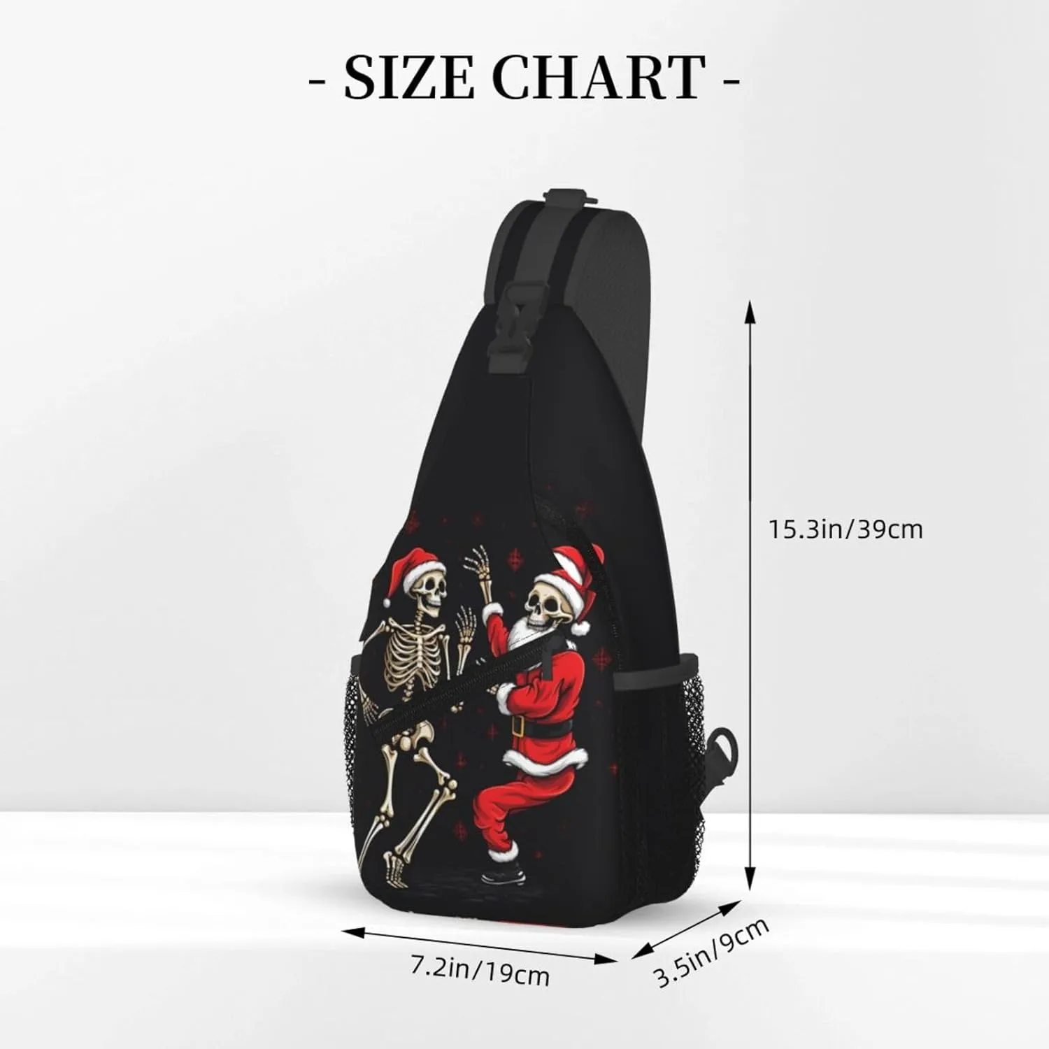 Christmas Father Skull Skeleton Sling Bag for Women Men, Dance Adjustable Rope Crossbody Single Shoulder Bag for Travel Hiking Cycling Gift