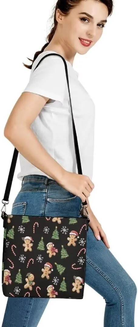 Christmas Large Leather Tote Bags for Women Lady Soft Bucket Bag Trendy Shoulder Bucket Womens Purses and Handbags