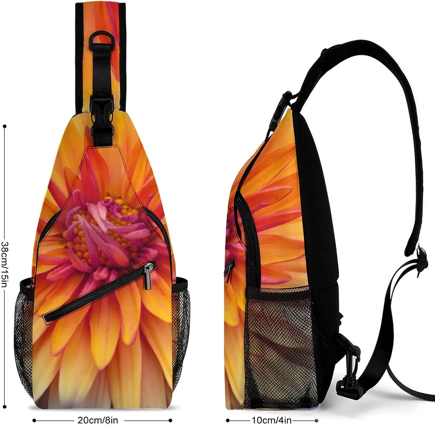 Chrysanthemum Flower Purple Sling Bag for Women Men Crossbody Shoulder Bag with A