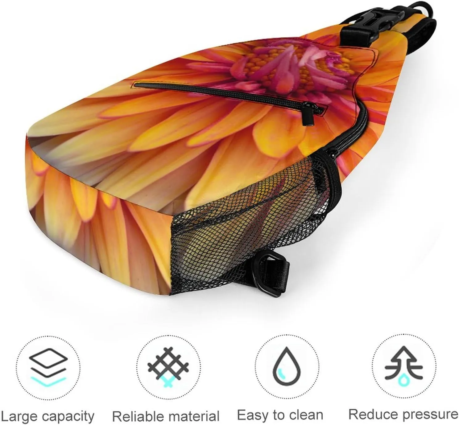 Chrysanthemum Flower Purple Sling Bag for Women Men Crossbody Shoulder Bag with A
