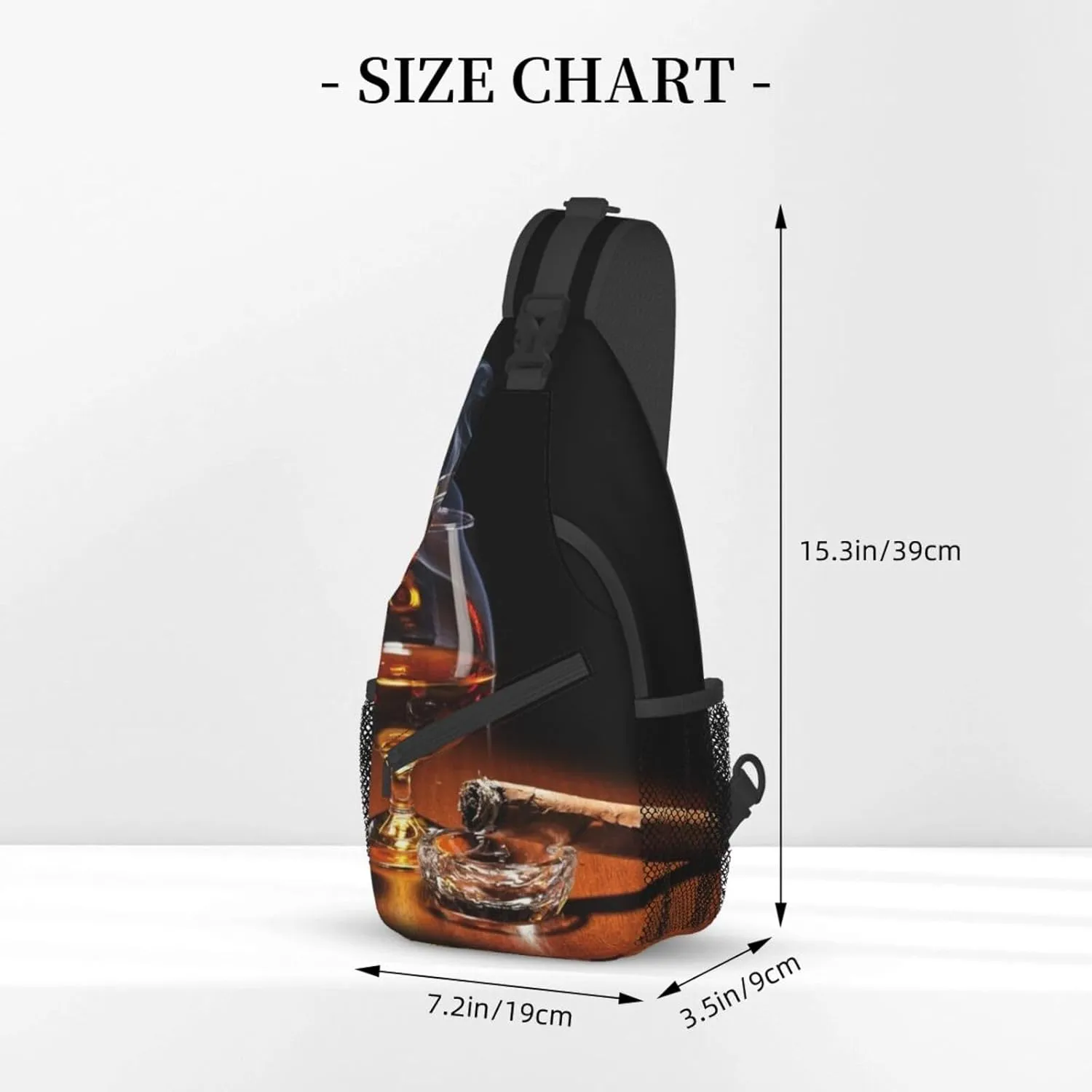 Cigar And Whiskey Cross Chest Bag Diagonally,Crossbody Backpack Travel Hiking Casual Chest Bags Lightweight Sling Bag