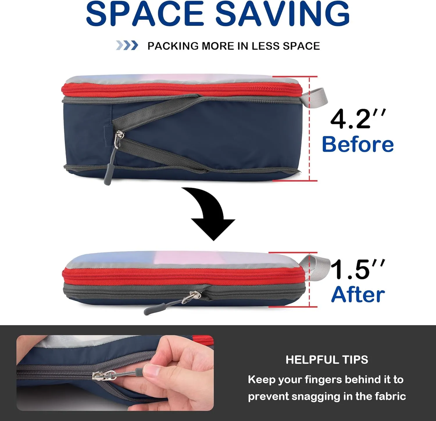 Cipway Mesh Compression Packing Cubes, Ultralight See Through Luggage Organizer Bags, Travel Essentials for Carry on Suitcase（3 Pcs,Blue）