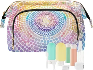 Circular Pattern Wide-open & Large Capacity Cosmetic Bags with Travel Bottle, Efficient Storage Toiletry Bag Easy to Travel and Carry