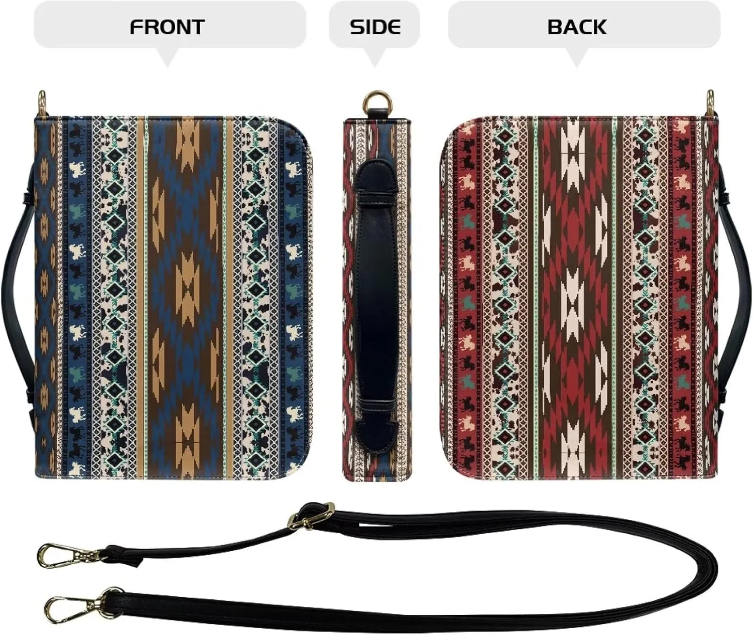 Classic PU Leather Bible Cover Church Book Cover,Carrying Book Case Crossbody Bag Bible Protective