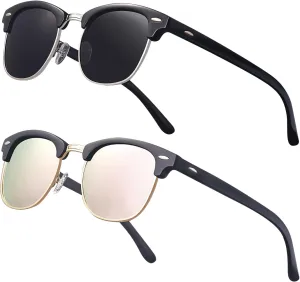 Classic Semi Rimless Polarized Sunglasses for Men Women Half Frame Retro Driving Sun Glasses NP1006