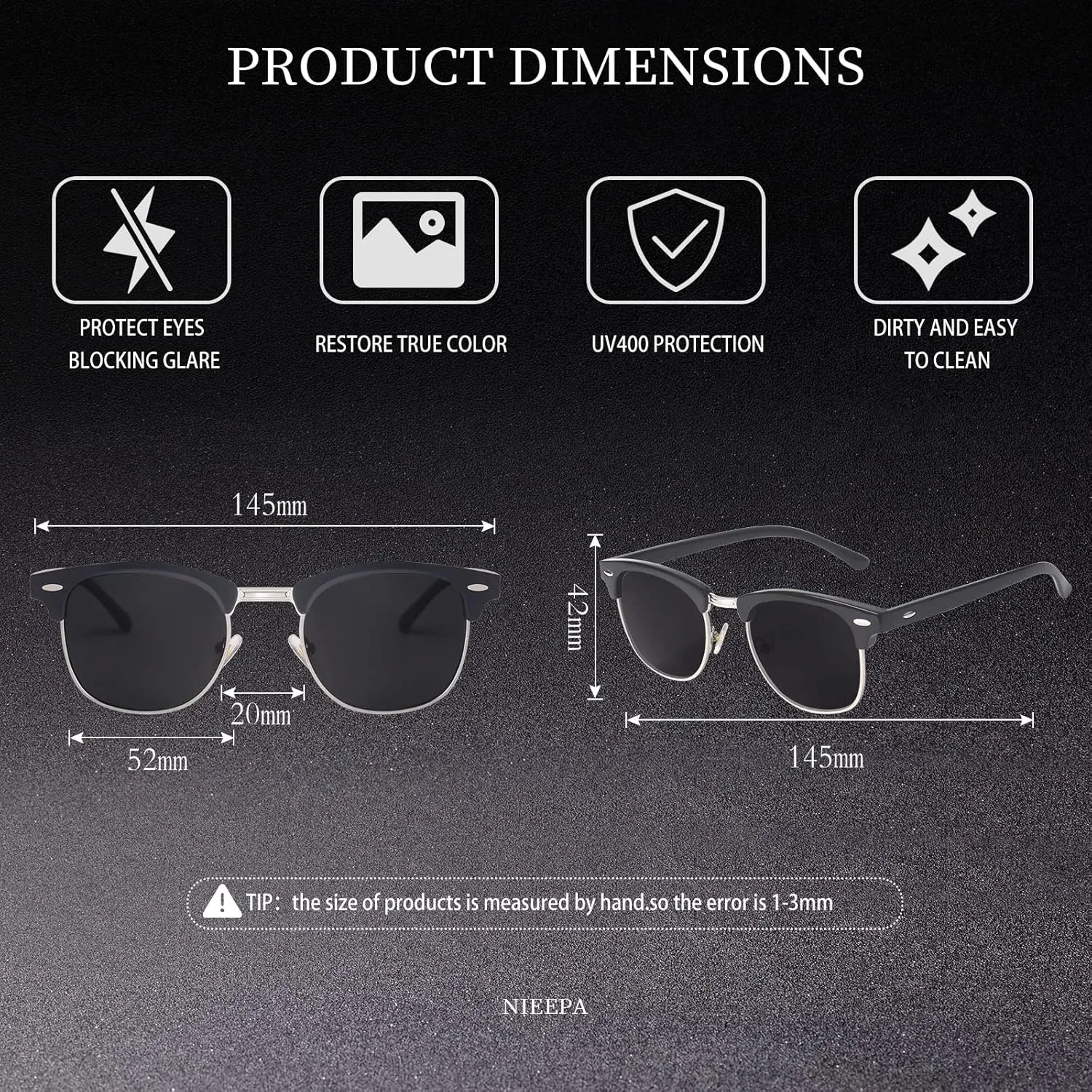 Classic Semi Rimless Polarized Sunglasses for Men Women Half Frame Retro Driving Sun Glasses NP1006