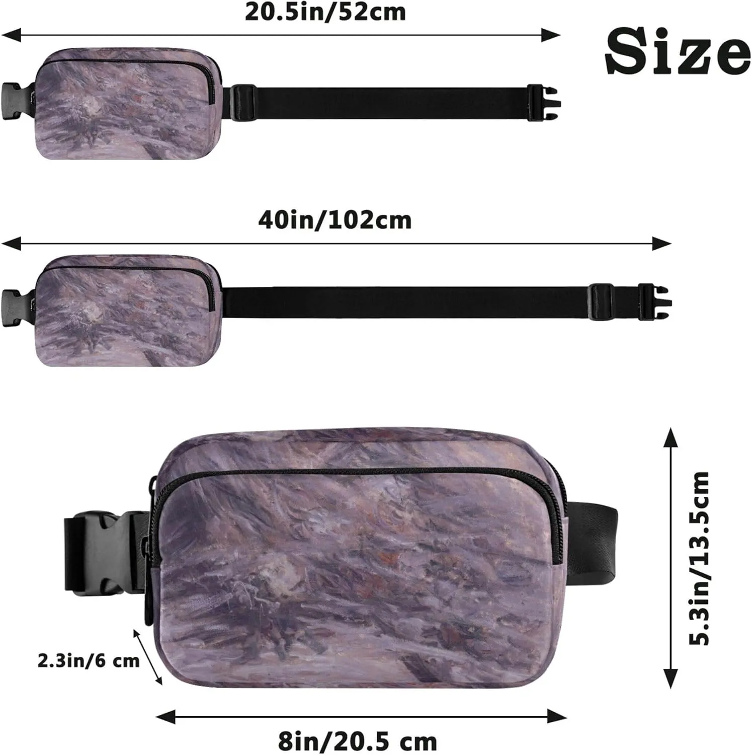 Claude Monet Camille Sur Son Lit Demort Women Fanny Packs Waterproof Belt Bag Hip Pouch Bright Colored Waist Bag for Women