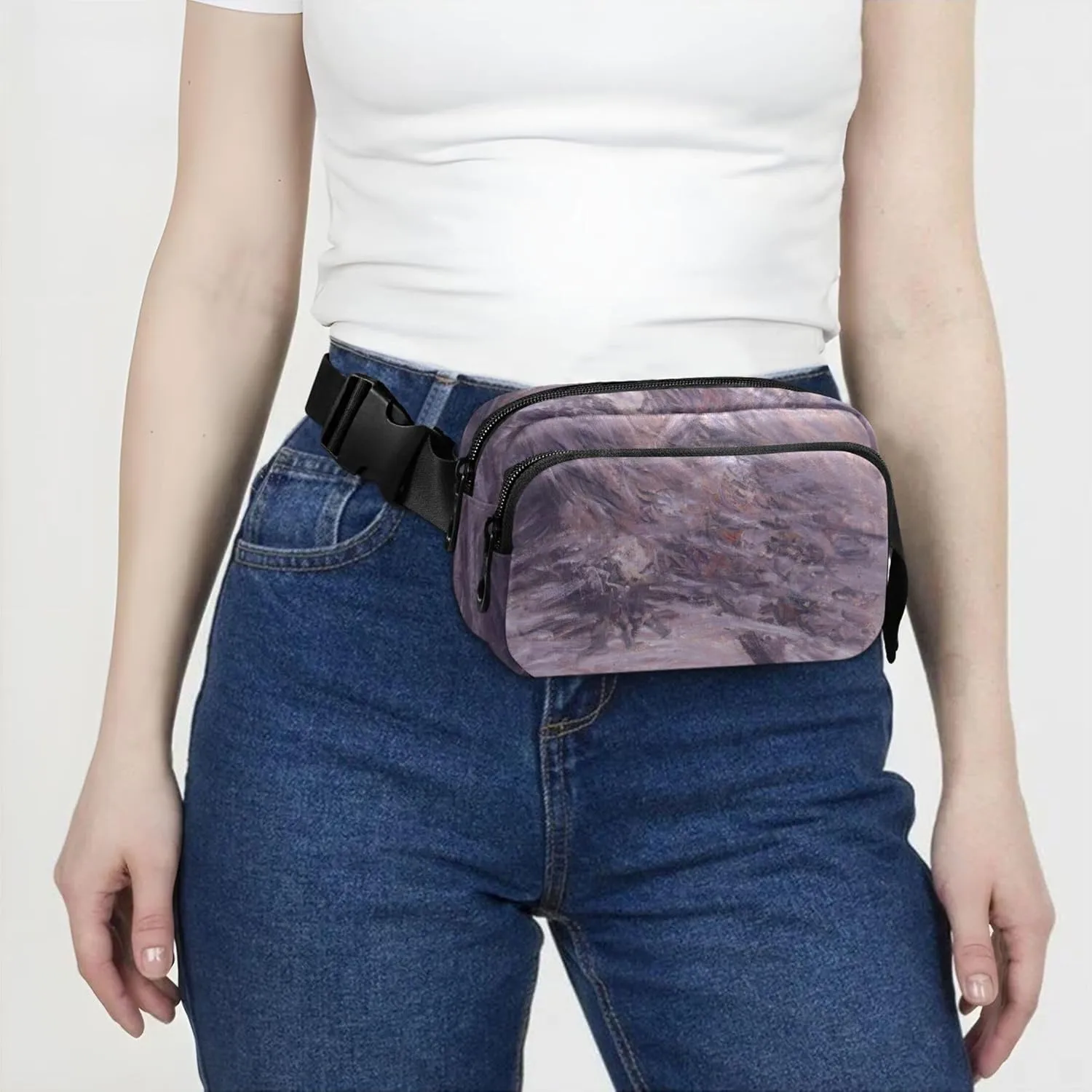 Claude Monet Camille Sur Son Lit Demort Women Fanny Packs Waterproof Belt Bag Hip Pouch Bright Colored Waist Bag for Women