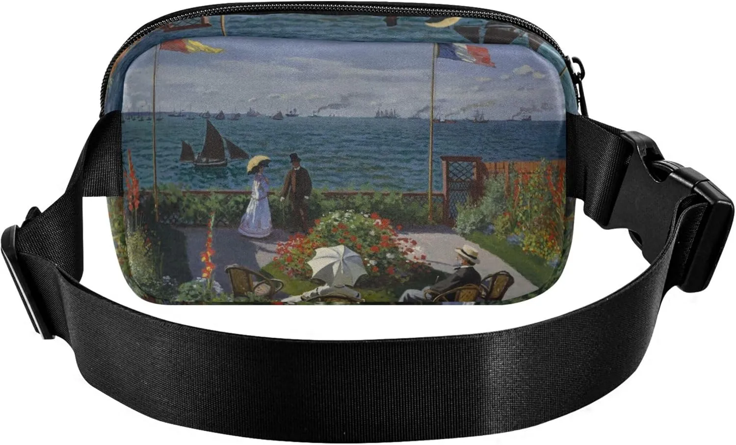Claude Monet Jardin À Sainte Print Fanny Pack for Women Hip Pack Belt Pouch Waterproof Bright Waist Pouch for Women
