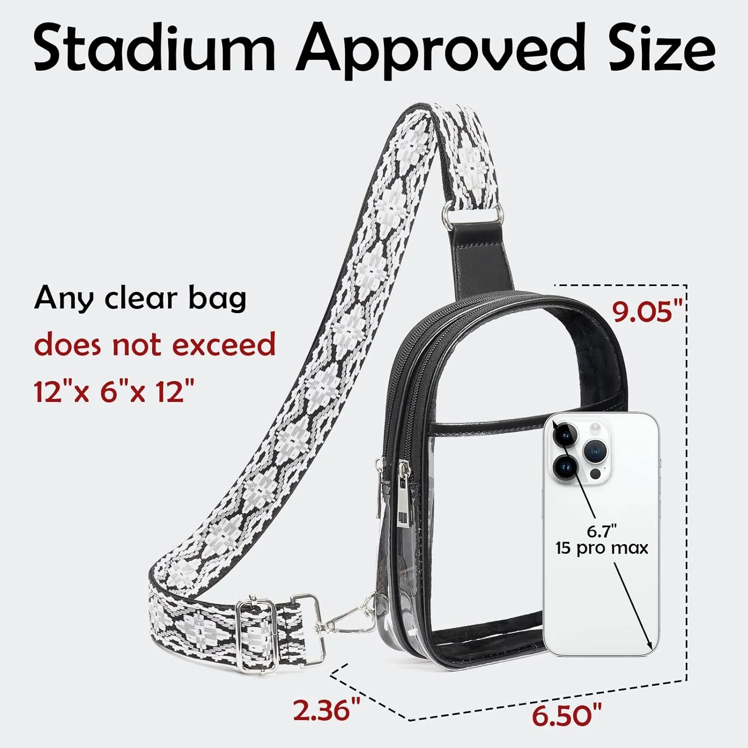 Clear bag For Stadium Events with 2 Extra-Long Straps, Clear Crossbody Bags For Women, Sling Purse For Sport Work